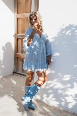 Short Dress Dantae Flower Pale blue