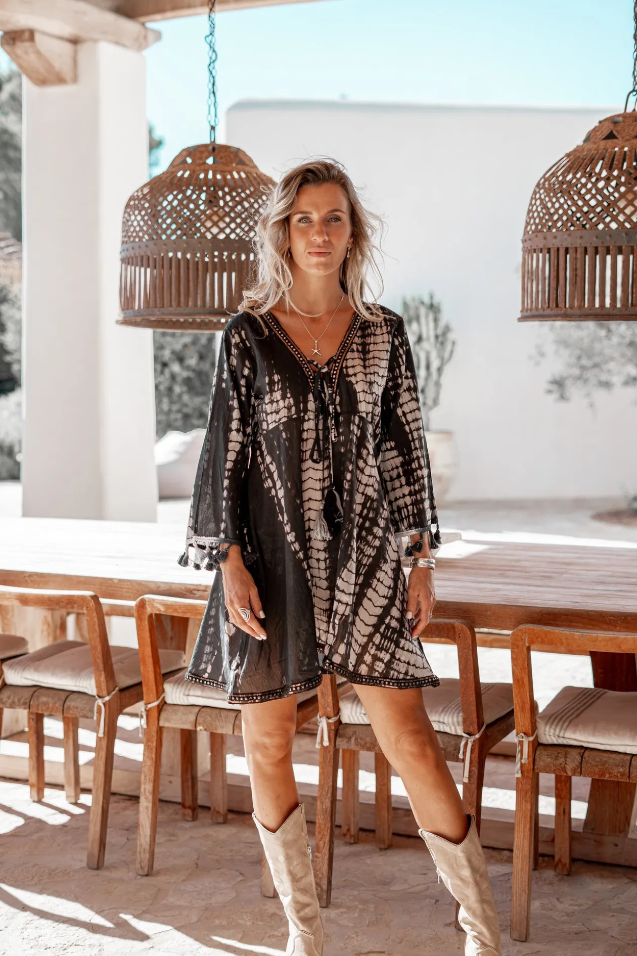 Short Dress Inessa Tie Dye Black