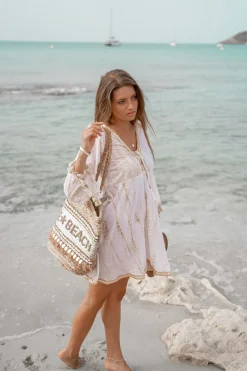 Short Dress Inessa Tie Dye White/ taupe