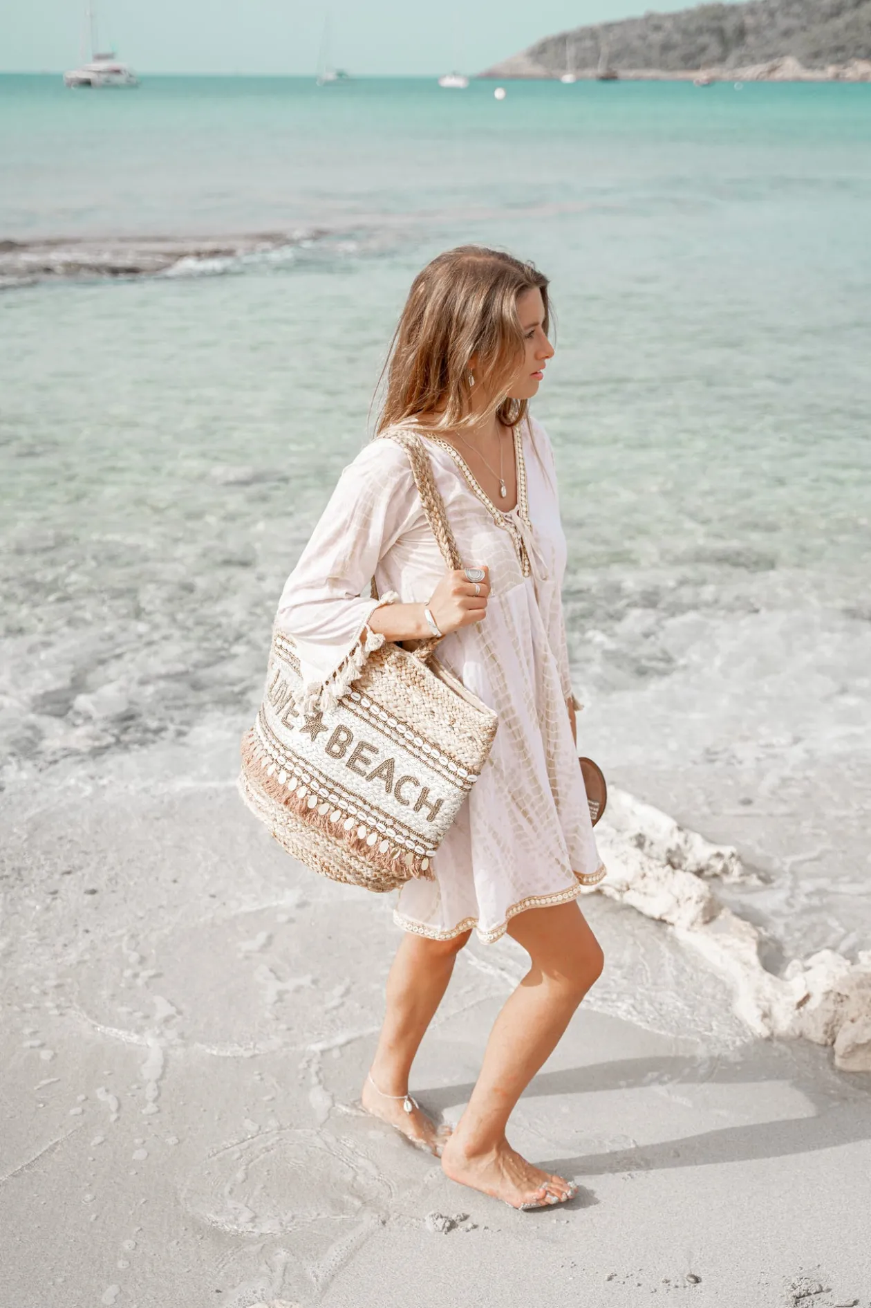 Short Dress Inessa Tie Dye White/ taupe