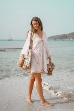 Short Dress Inessa Tie Dye White/ taupe