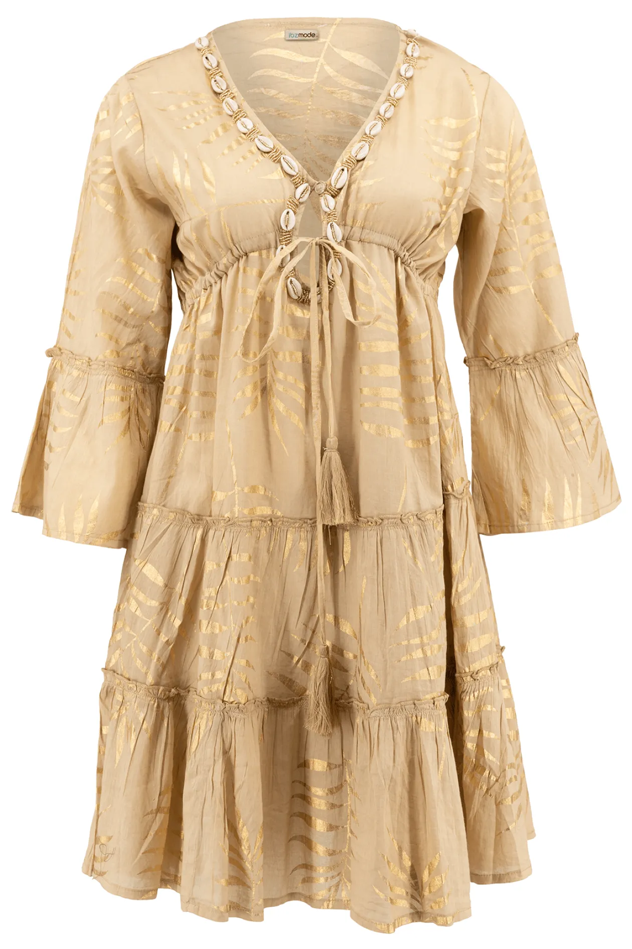 Short Dress Leafy Sand
