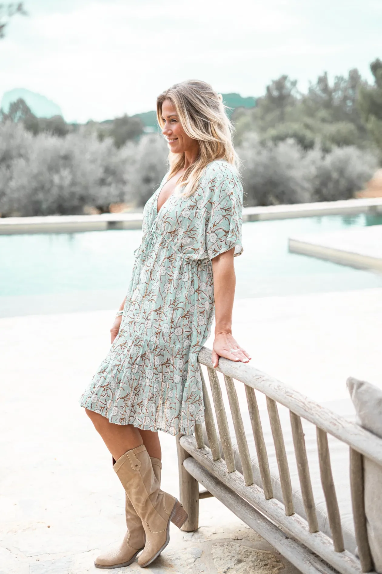 Short Dress Mio Flower Mint