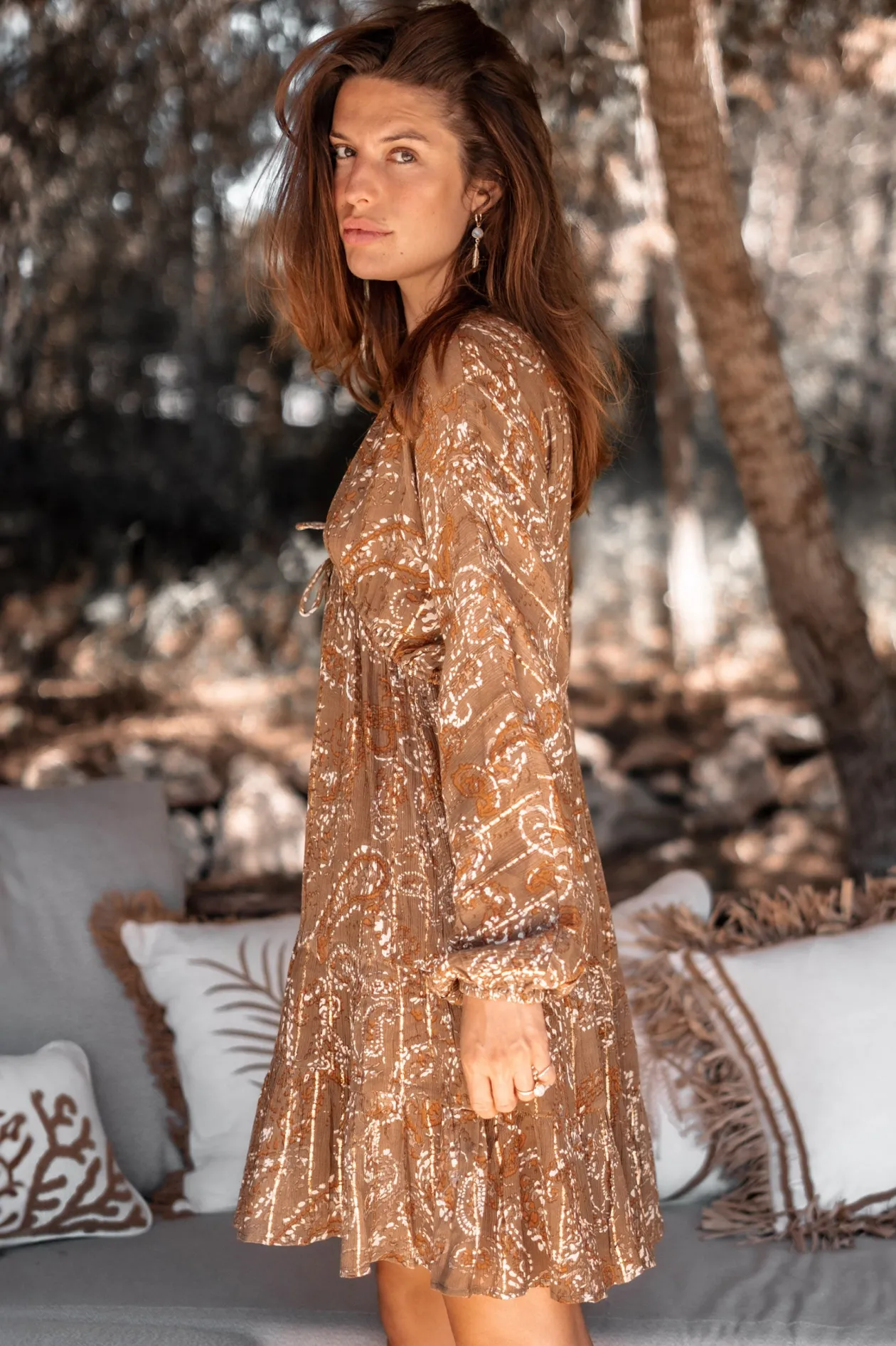 Short Dress Mio Paisley Taupe