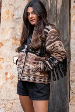 Short Fringe Jacket Nomad Brown