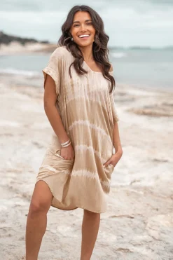 Short Kaftan Noa Tie Dye Sand/Beige