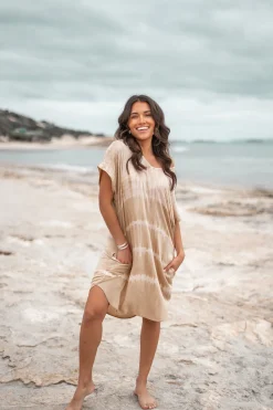 Short Kaftan Noa Tie Dye Sand/Beige