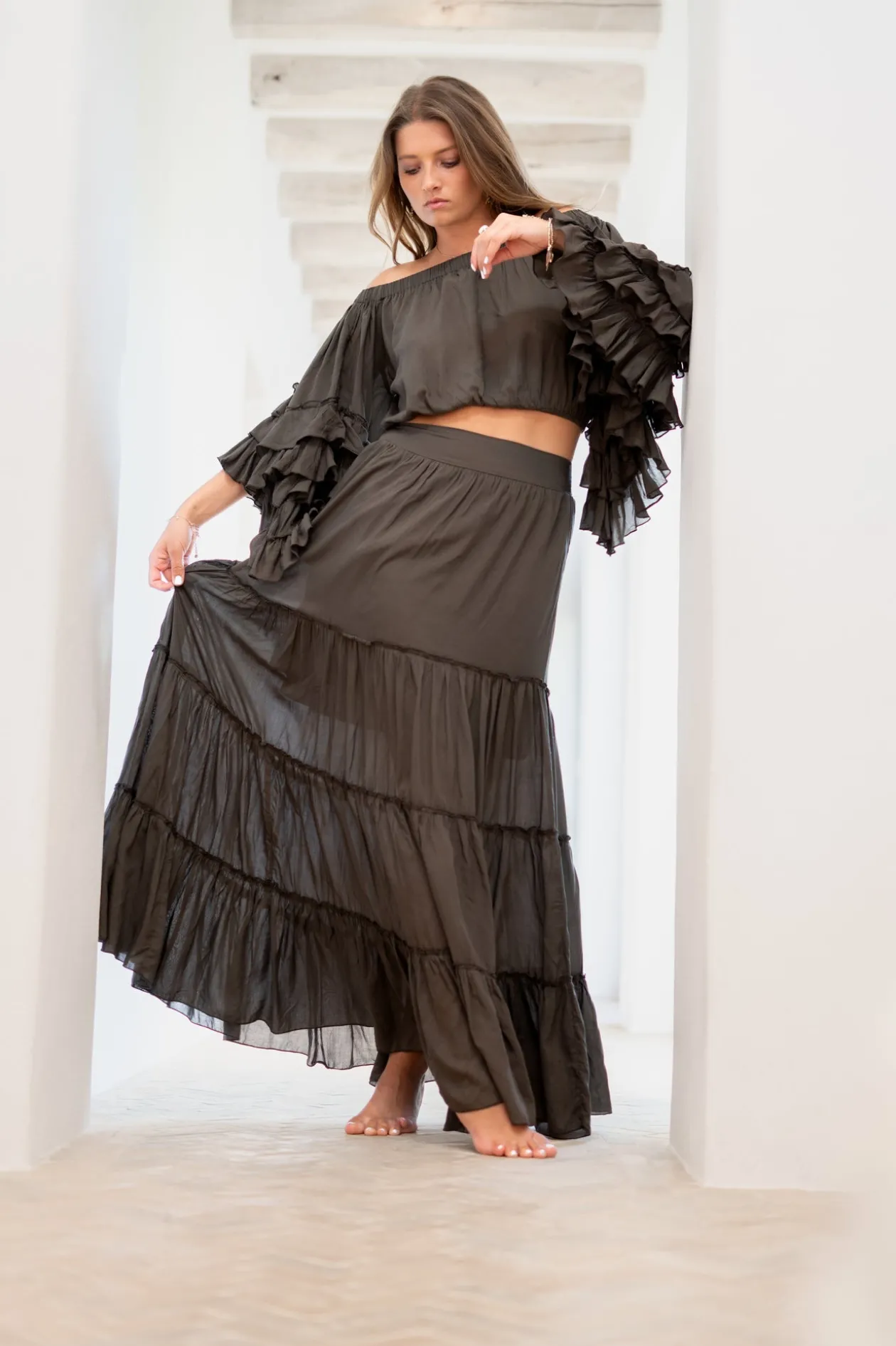 Skirt Lucia Boho Dark Taupe