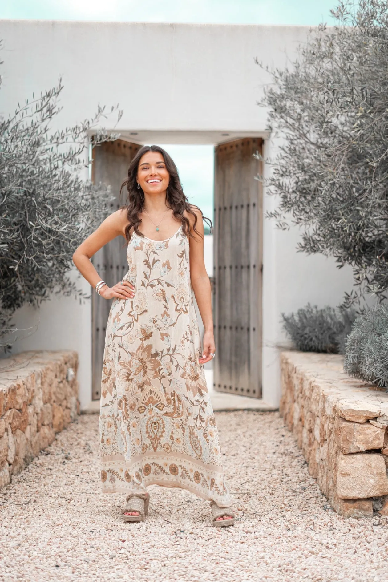 Strap Dress Chalina Flower Natural