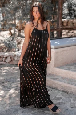 Strap Dress Gigi Stripe Black