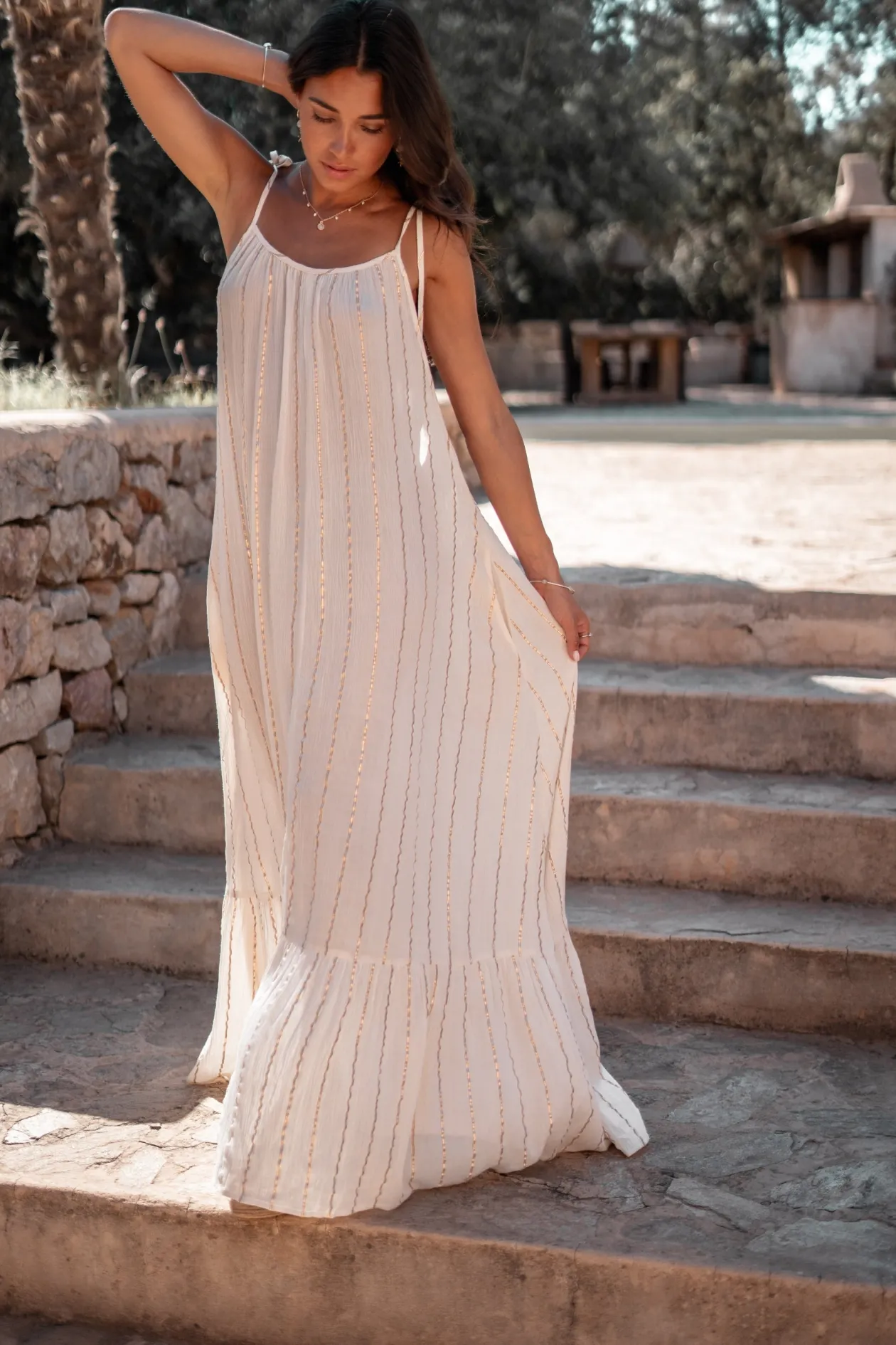 Strap Dress Gigi Stripe Ecru