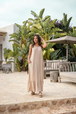 Strap Dress Madia Stripe Sand
