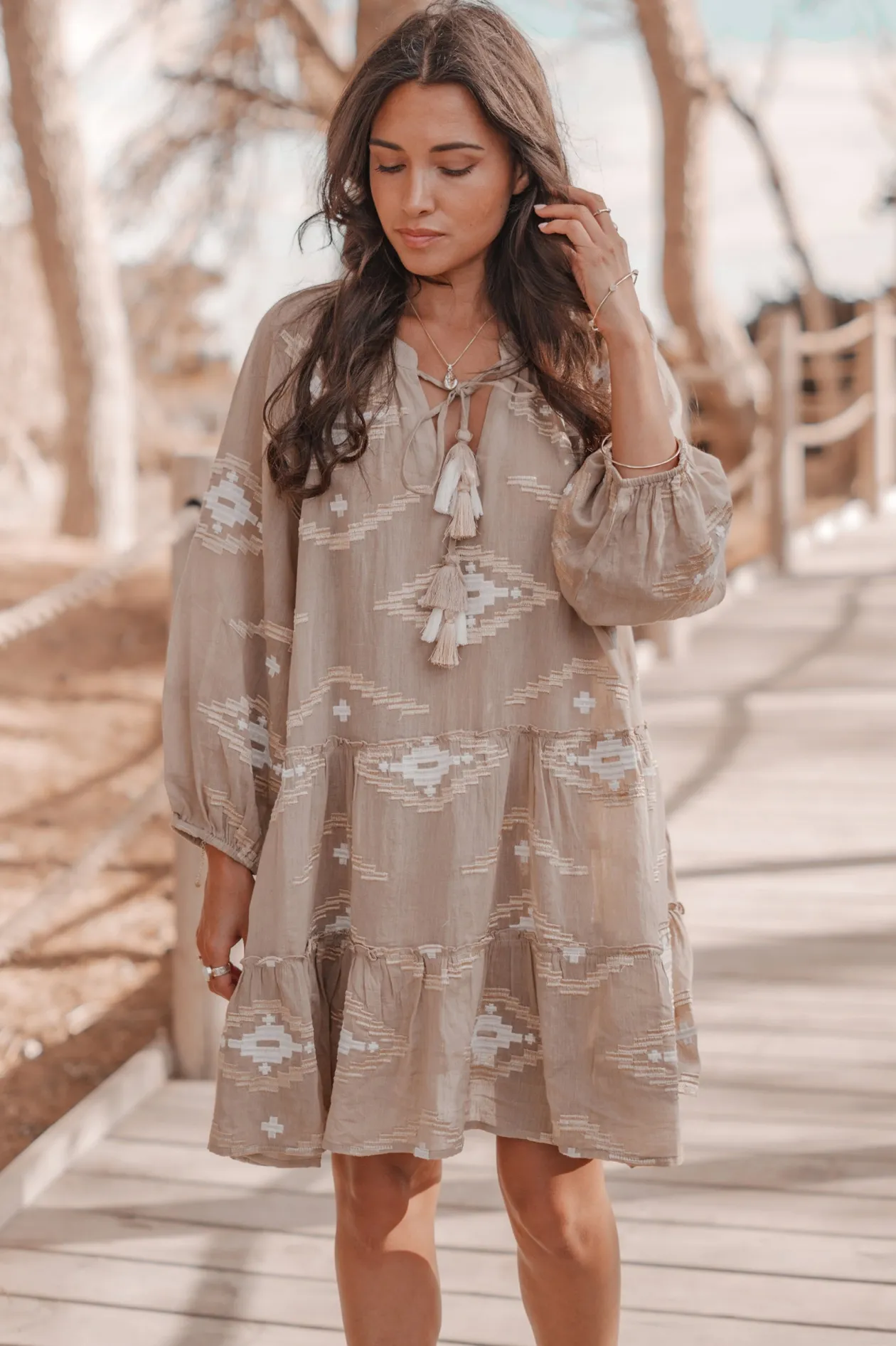 Tunic Ida Ethnic Taupe Print