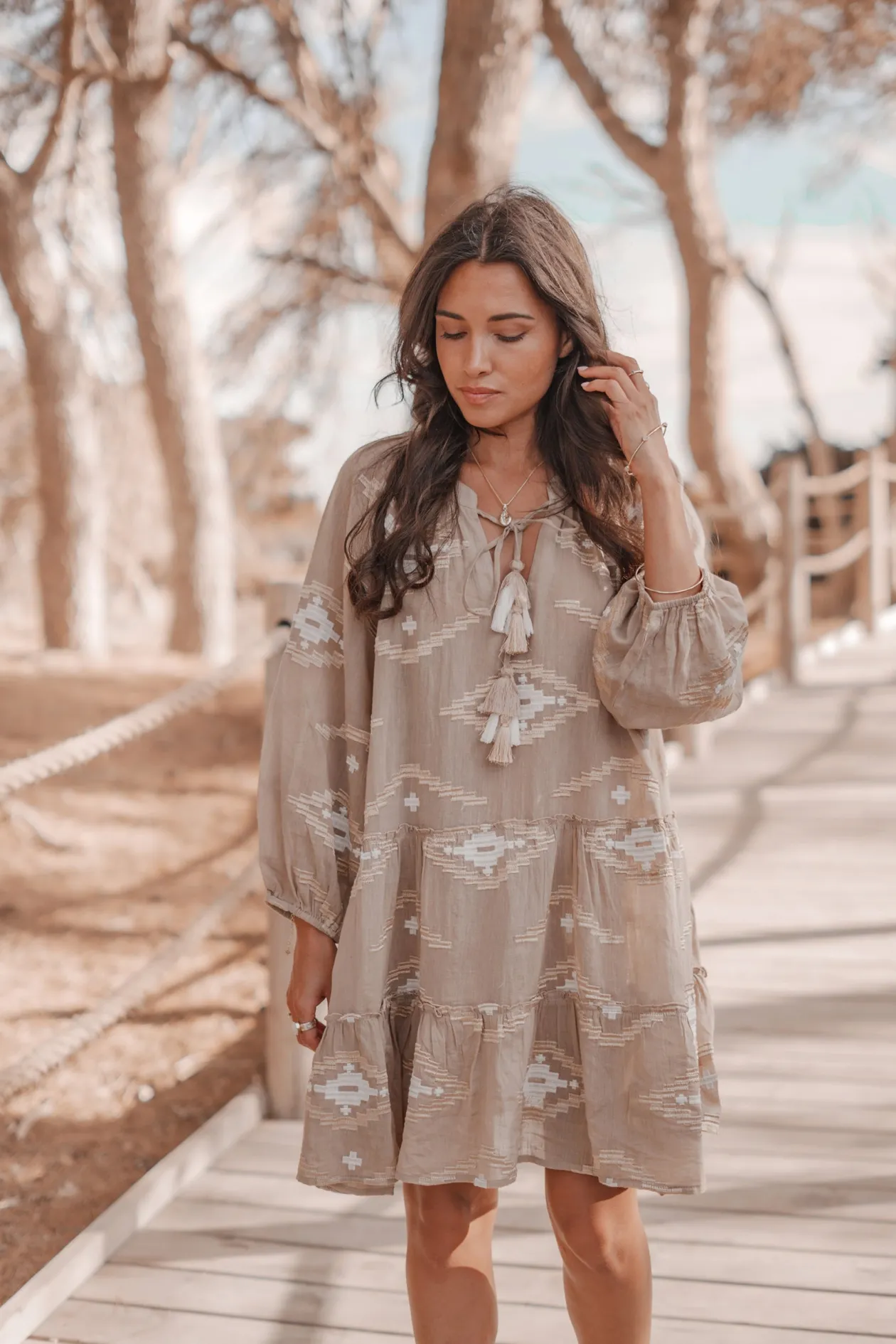 Tunic Ida Ethnic Taupe Print