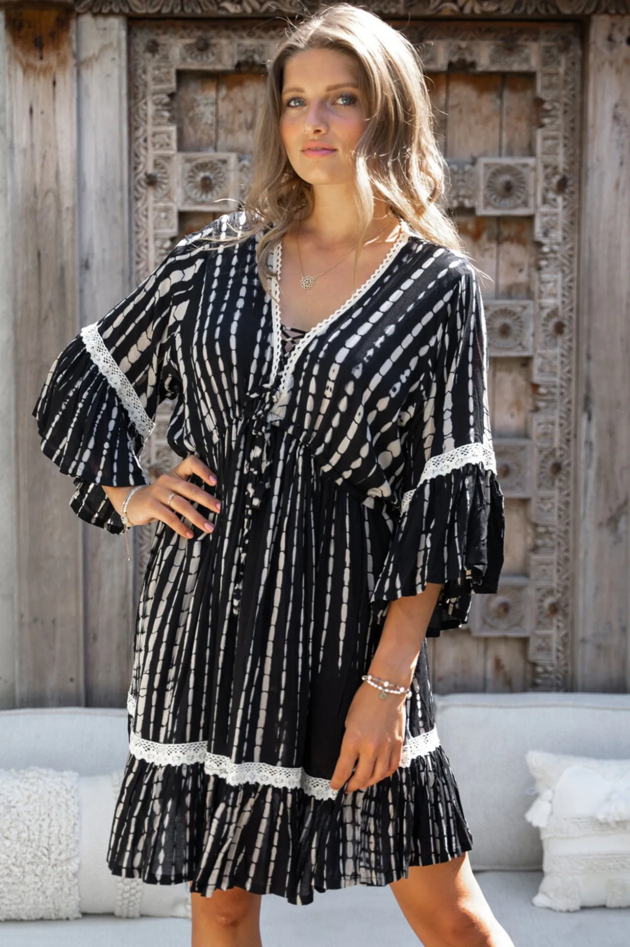 Tunic Isabella Crochet Black Tie Dye