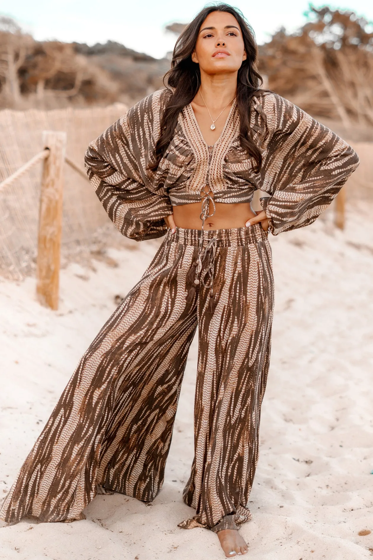 Wide Pants Emika Brown Print